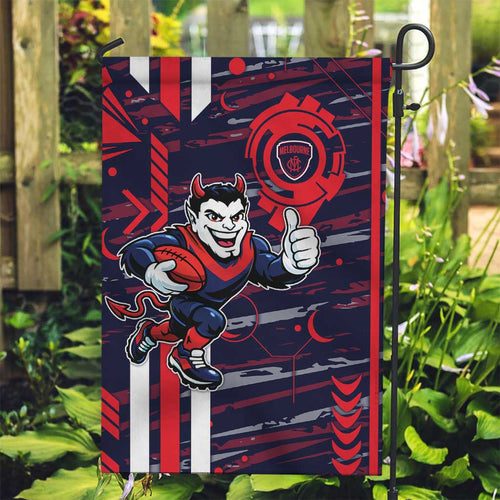 Melbourne Demons Garden Flag Mascot Cartoon Football Illustration Style