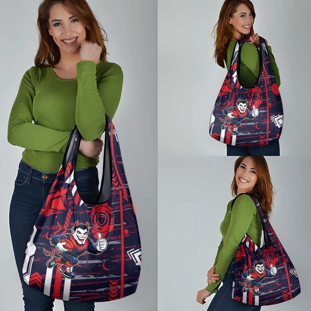 Melbourne Demons Grocery Bag Mascot Cartoon Football Illustration Style
