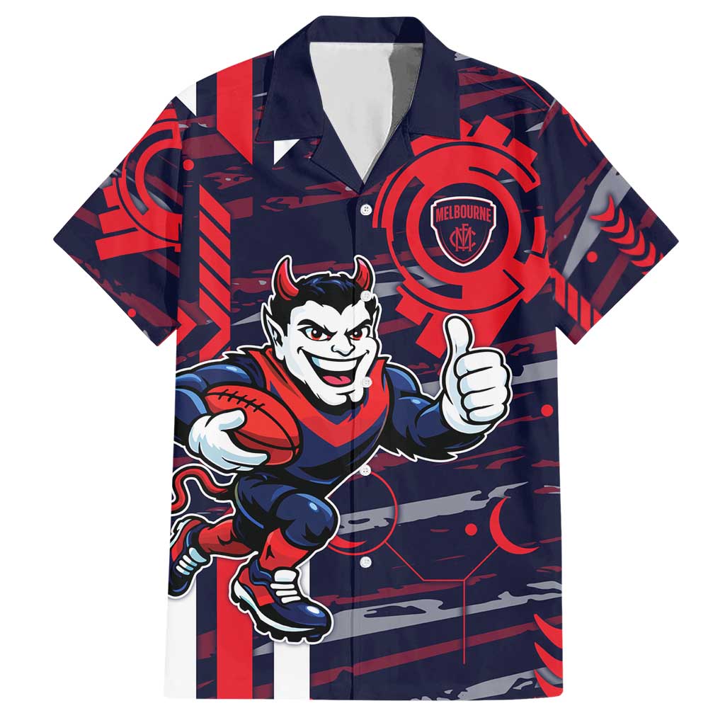 Melbourne Demons Hawaiian Shirt Mascot Cartoon Football Illustration Style