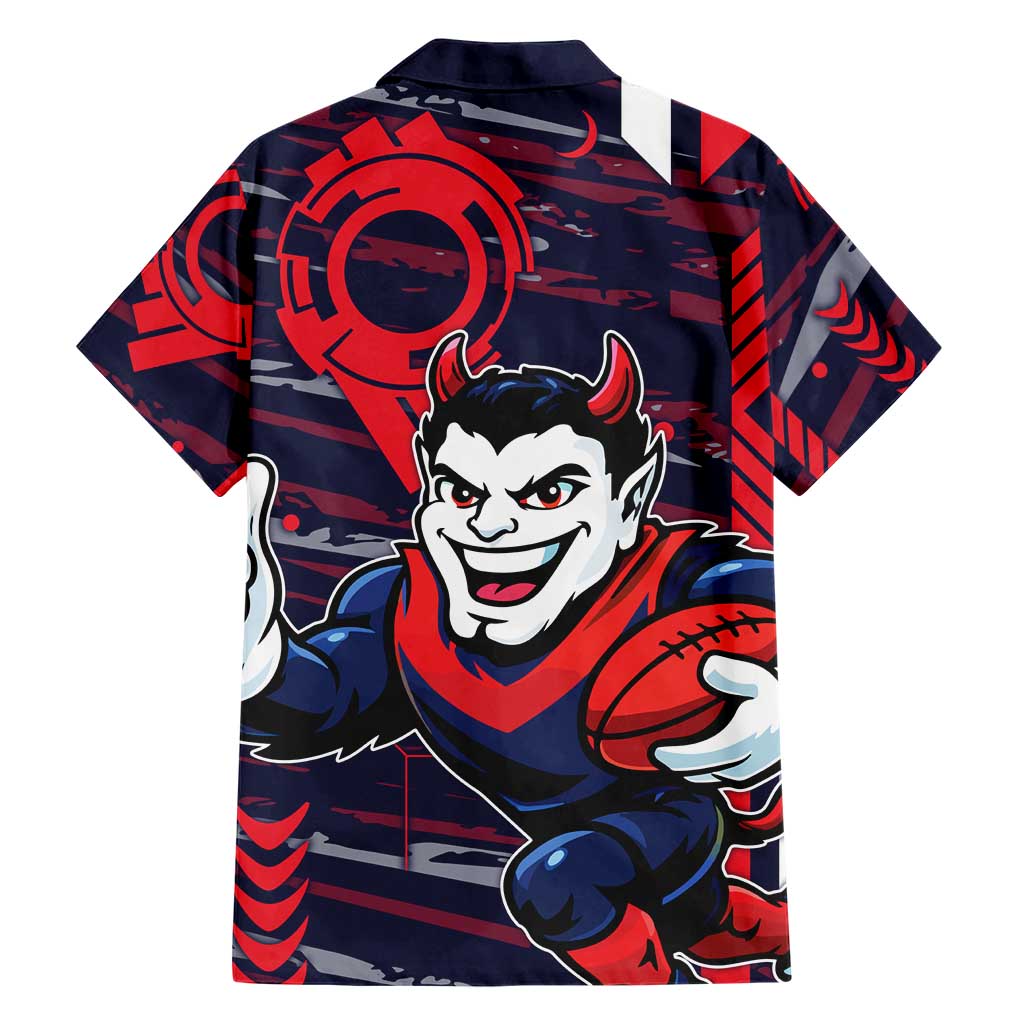 Melbourne Demons Hawaiian Shirt Mascot Cartoon Football Illustration Style