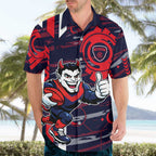 Melbourne Demons Hawaiian Shirt Mascot Cartoon Football Illustration Style