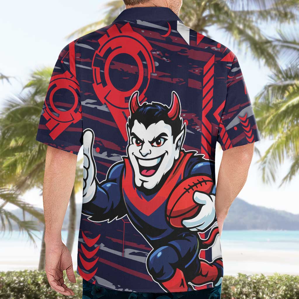 Melbourne Demons Hawaiian Shirt Mascot Cartoon Football Illustration Style