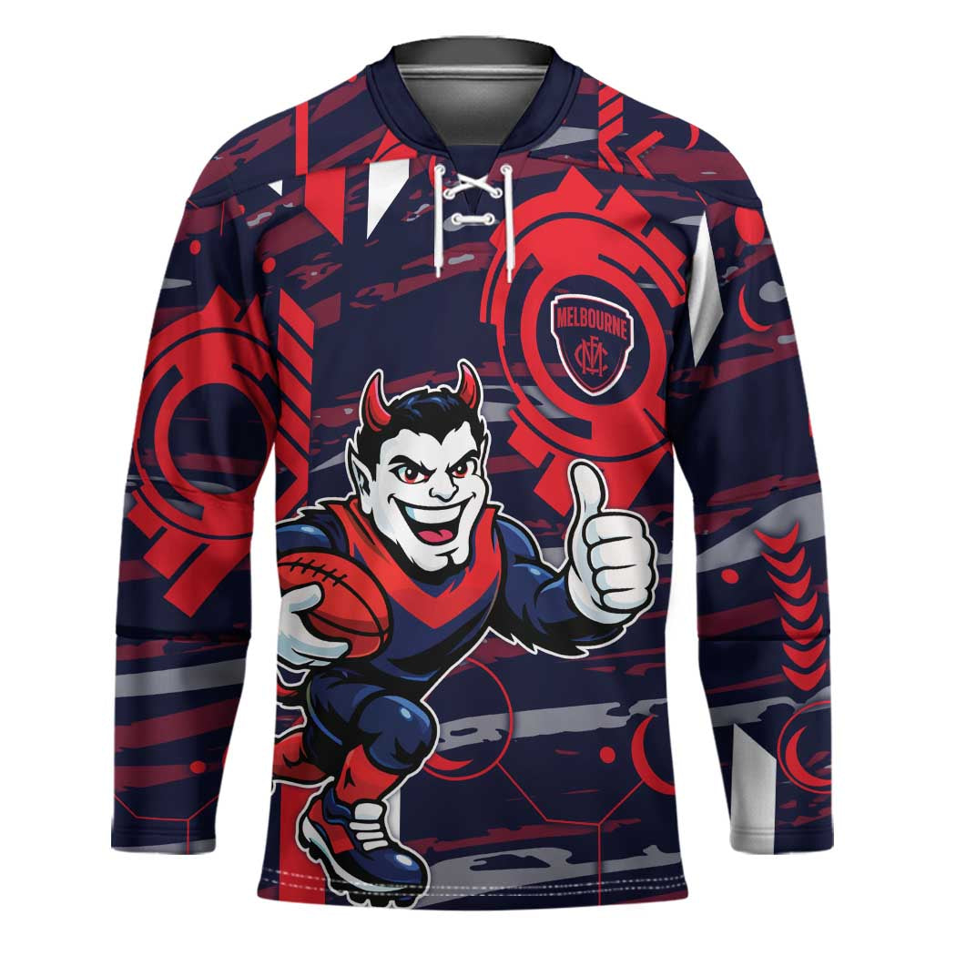 Melbourne Demons Hockey Jersey Mascot Cartoon Football Illustration Style