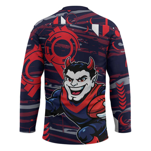 Melbourne Demons Hockey Jersey Mascot Cartoon Football Illustration Style