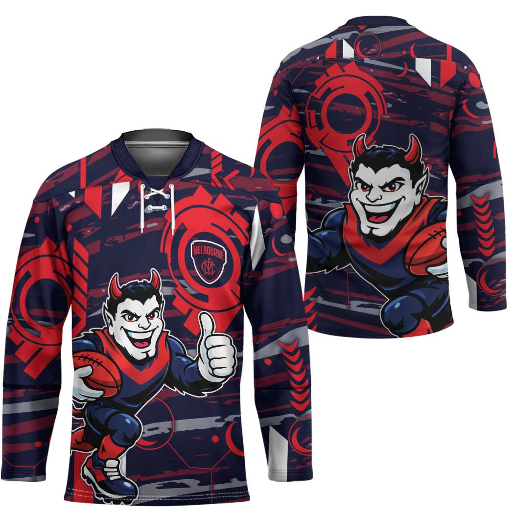 Melbourne Demons Hockey Jersey Mascot Cartoon Football Illustration Style