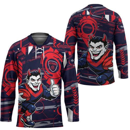 Melbourne Demons Hockey Jersey Mascot Cartoon Football Illustration Style