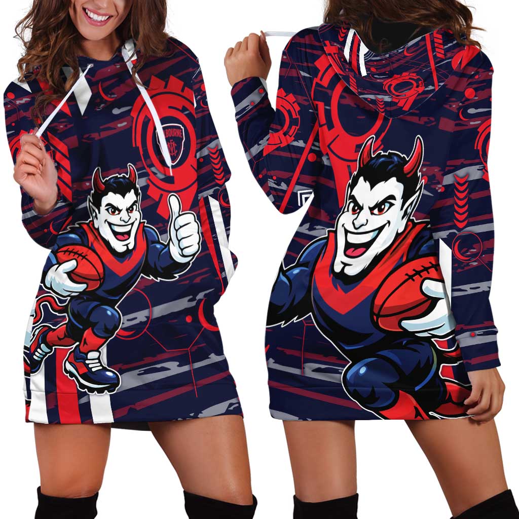 Melbourne Demons Hoodie Dress Mascot Cartoon Football Illustration Style