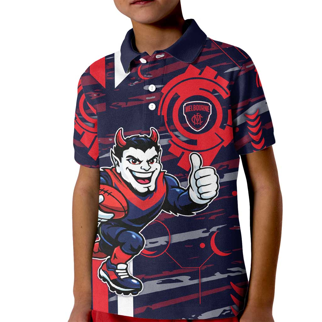 Melbourne Demons Kid Polo Shirt Mascot Cartoon Football Illustration Style