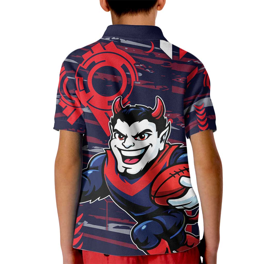 Melbourne Demons Kid Polo Shirt Mascot Cartoon Football Illustration Style