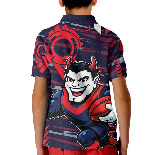 Melbourne Demons Kid Polo Shirt Mascot Cartoon Football Illustration Style