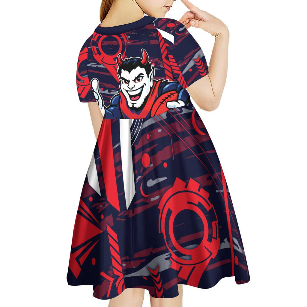 Melbourne Demons Kid Short Sleeve Dress Mascot Cartoon Football Illustration Style