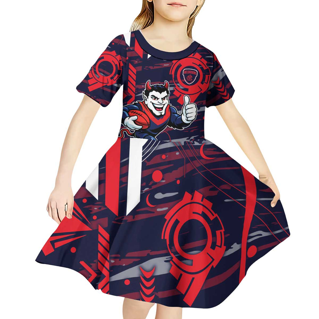 Melbourne Demons Kid Short Sleeve Dress Mascot Cartoon Football Illustration Style