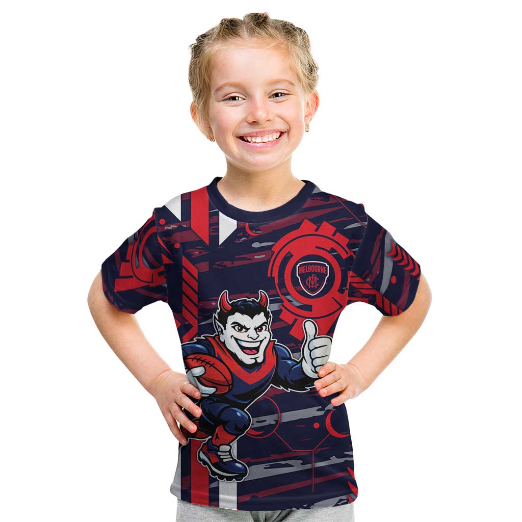Melbourne Demons Kid T Shirt Mascot Cartoon Football Illustration Style