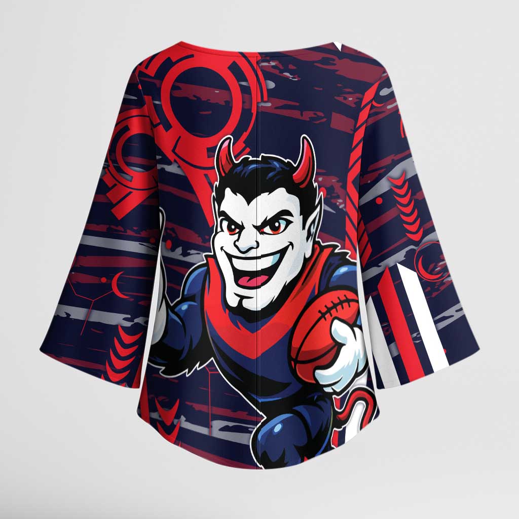 Melbourne Demons Kimono Sleeve Blouse Mascot Cartoon Football Illustration Style