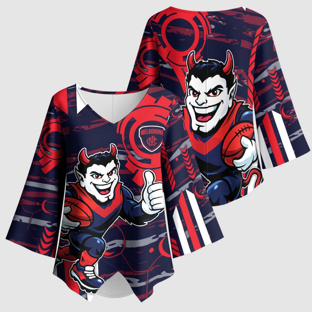 Melbourne Demons Kimono Sleeve Blouse Mascot Cartoon Football Illustration Style