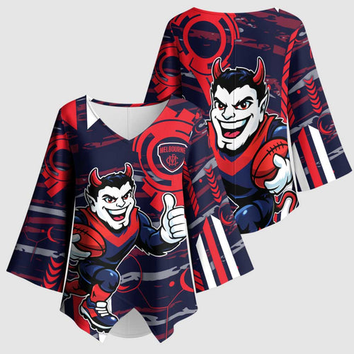 Melbourne Demons Kimono Sleeve Blouse Mascot Cartoon Football Illustration Style