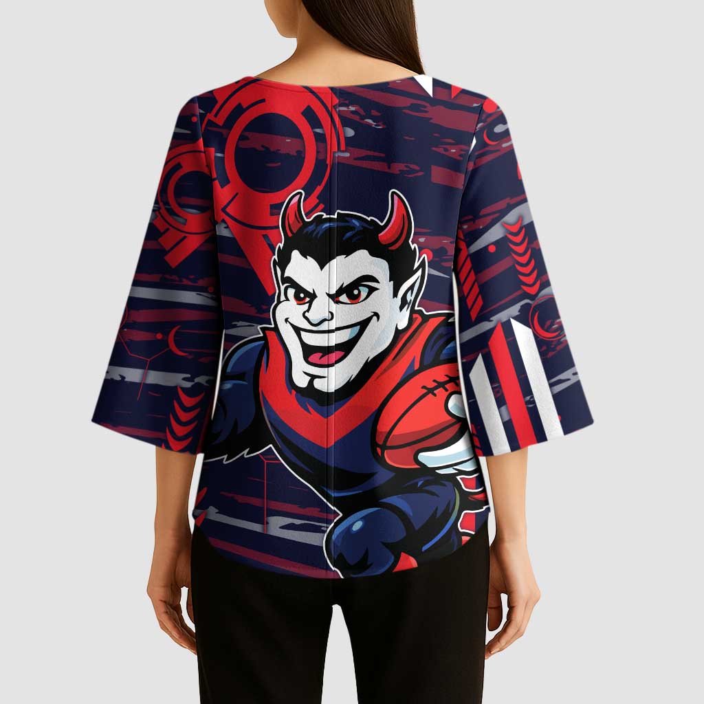 Melbourne Demons Kimono Sleeve Blouse Mascot Cartoon Football Illustration Style