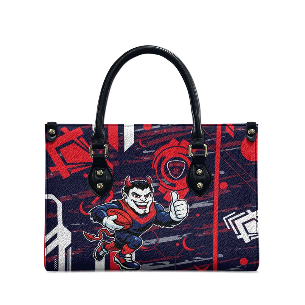 Melbourne Demons Leather Bag Mascot Cartoon Football Illustration Style