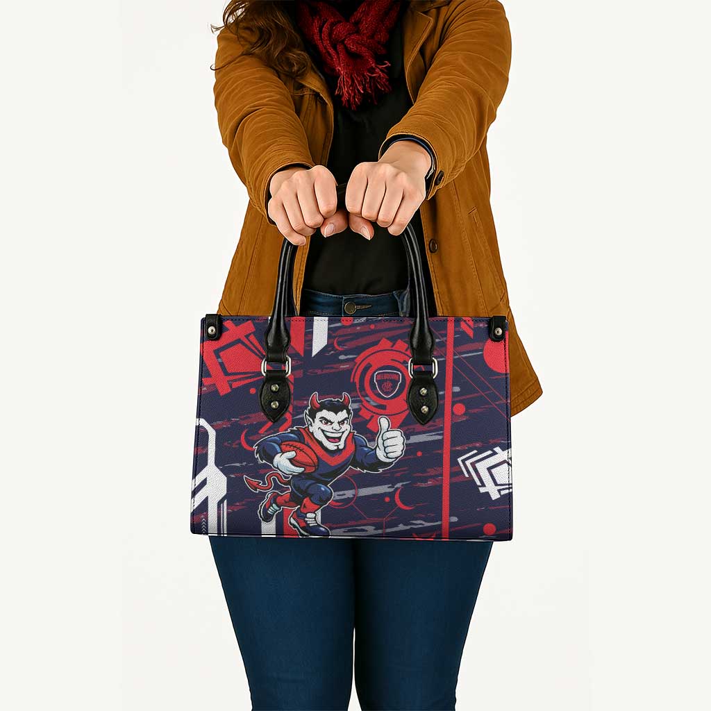 Melbourne Demons Leather Bag Mascot Cartoon Football Illustration Style