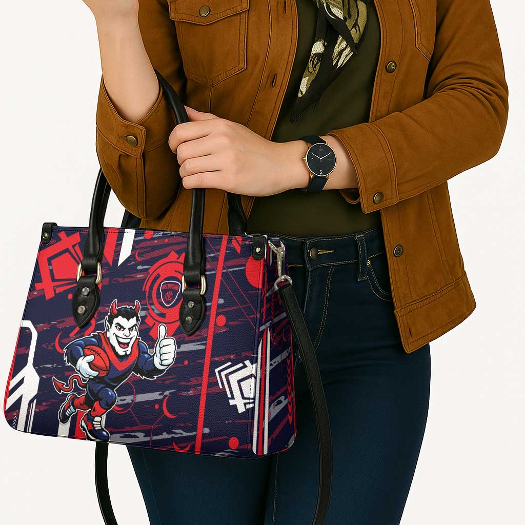 Melbourne Demons Leather Bag Mascot Cartoon Football Illustration Style