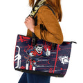 Melbourne Demons Leather Tote Bag Mascot Cartoon Football Illustration Style