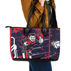 Melbourne Demons Leather Tote Bag Mascot Cartoon Football Illustration Style
