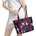Melbourne Demons Leather Tote Bag Mascot Cartoon Football Illustration Style