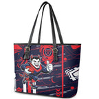 Melbourne Demons Leather Tote Bag Mascot Cartoon Football Illustration Style
