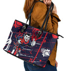 Melbourne Demons Leather Tote Bag Mascot Cartoon Football Illustration Style