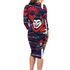Melbourne Demons Long Sleeve Bodycon Dress Mascot Cartoon Football Illustration Style