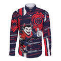 Melbourne Demons Long Sleeve Button Shirt Mascot Cartoon Football Illustration Style