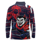 Melbourne Demons Long Sleeve Polo Shirt Mascot Cartoon Football Illustration Style