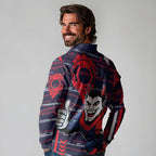 Melbourne Demons Long Sleeve Polo Shirt Mascot Cartoon Football Illustration Style