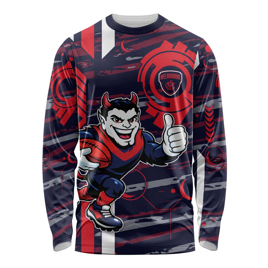 Melbourne Demons Long Sleeve Shirt Mascot Cartoon Football Illustration Style