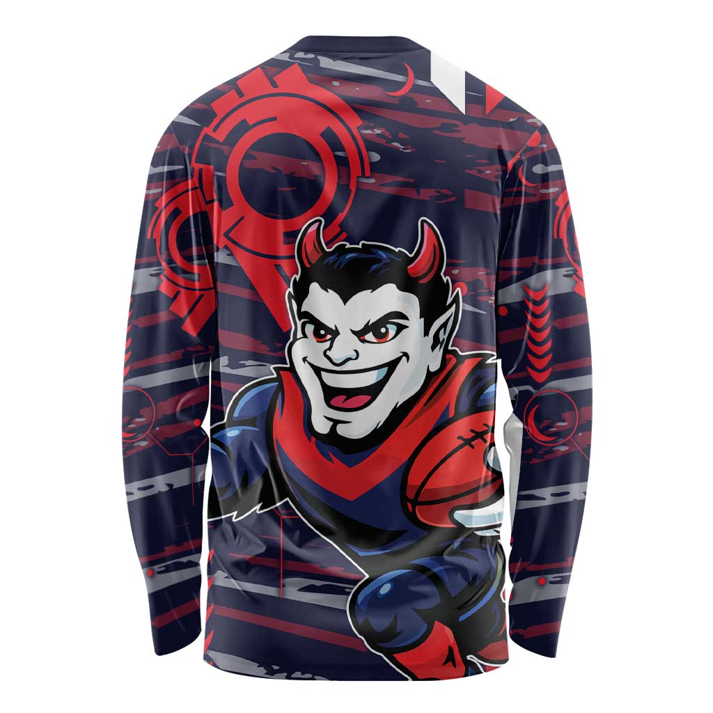 Melbourne Demons Long Sleeve Shirt Mascot Cartoon Football Illustration Style