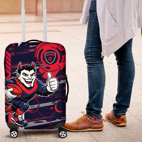 Melbourne Demons Luggage Cover Mascot Cartoon Football Illustration Style