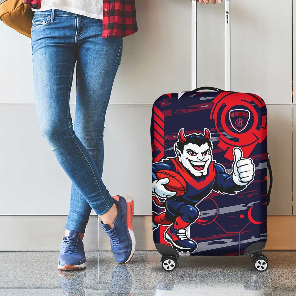 Melbourne Demons Luggage Cover Mascot Cartoon Football Illustration Style