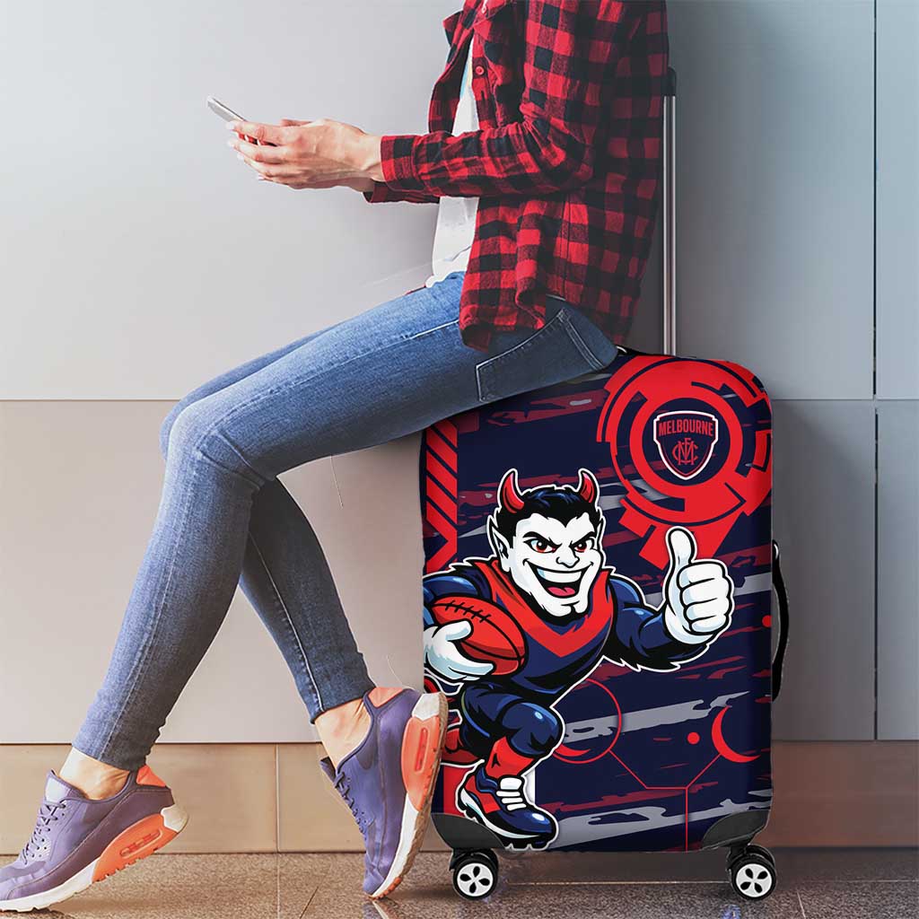 Melbourne Demons Luggage Cover Mascot Cartoon Football Illustration Style