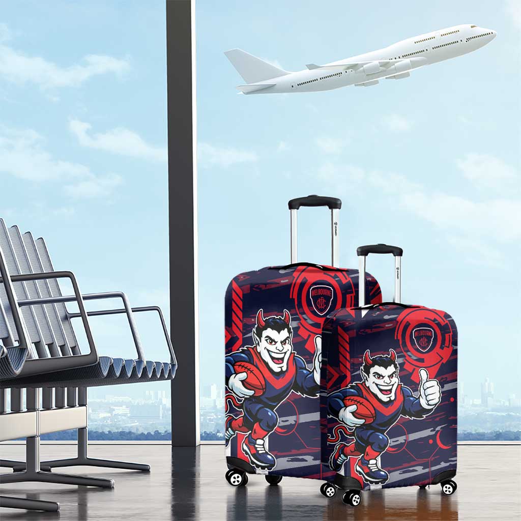 Melbourne Demons Luggage Cover Mascot Cartoon Football Illustration Style