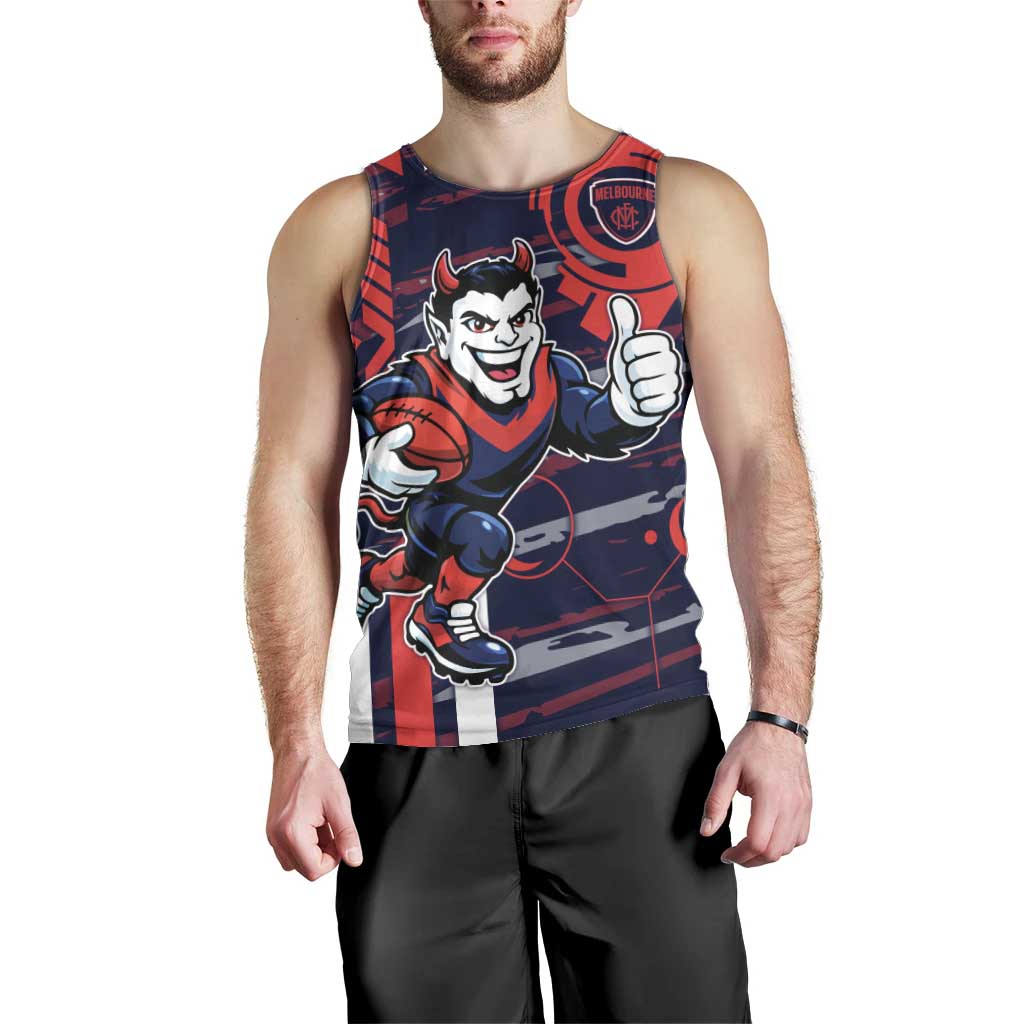 Melbourne Demons Men Tank Top Mascot Cartoon Football Illustration Style