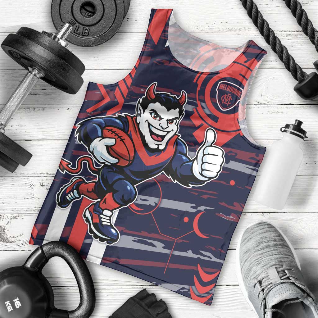 Melbourne Demons Men Tank Top Mascot Cartoon Football Illustration Style