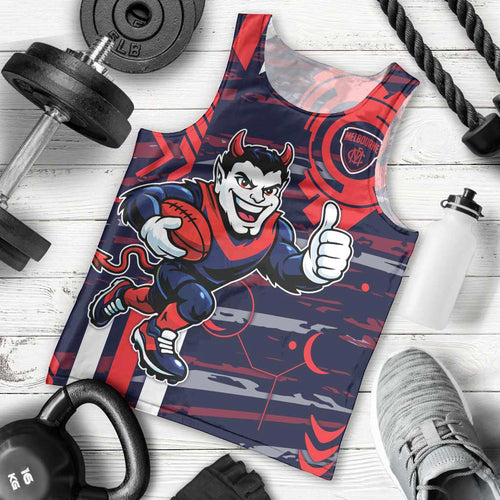 Melbourne Demons Men Tank Top Mascot Cartoon Football Illustration Style
