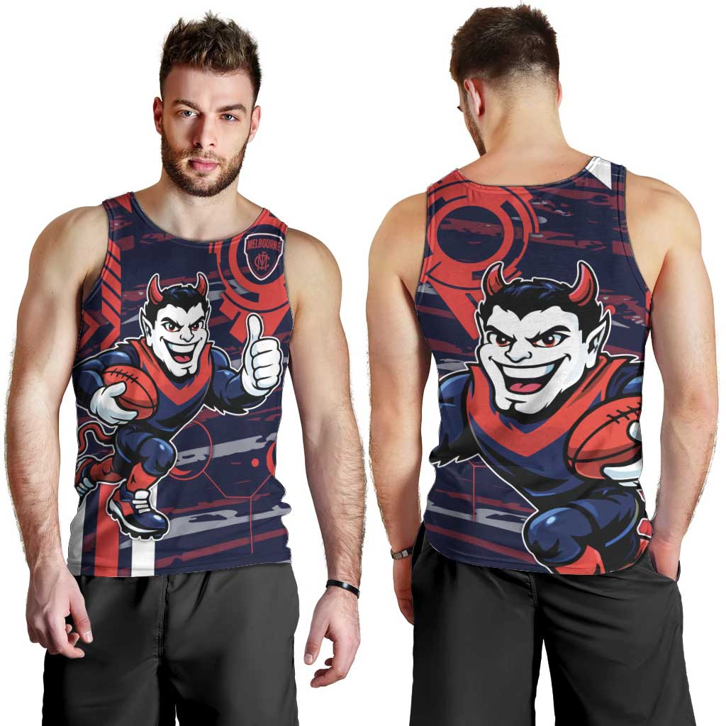 Melbourne Demons Men Tank Top Mascot Cartoon Football Illustration Style