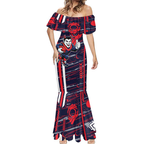 Melbourne Demons Mermaid Dress Mascot Cartoon Football Illustration Style