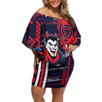 Melbourne Demons Off Shoulder Short Dress Mascot Cartoon Football Illustration Style