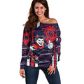 Melbourne Demons Off Shoulder Sweater Mascot Cartoon Football Illustration Style