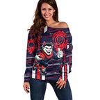 Melbourne Demons Off Shoulder Sweater Mascot Cartoon Football Illustration Style