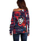 Melbourne Demons Off Shoulder Sweater Mascot Cartoon Football Illustration Style