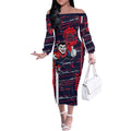 Melbourne Demons Off The Shoulder Long Sleeve Dress Mascot Cartoon Football Illustration Style