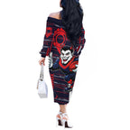 Melbourne Demons Off The Shoulder Long Sleeve Dress Mascot Cartoon Football Illustration Style